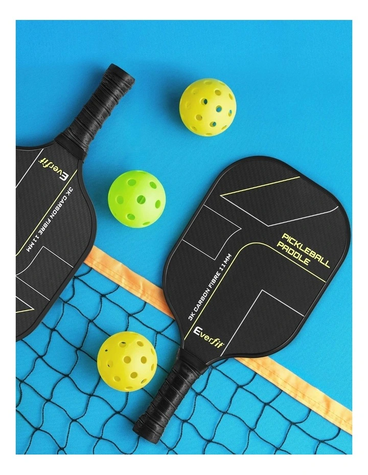 Pickleball Paddles Set Pickle Balls Rackets with Cover Bag Training 2 Pieces in Black image 5