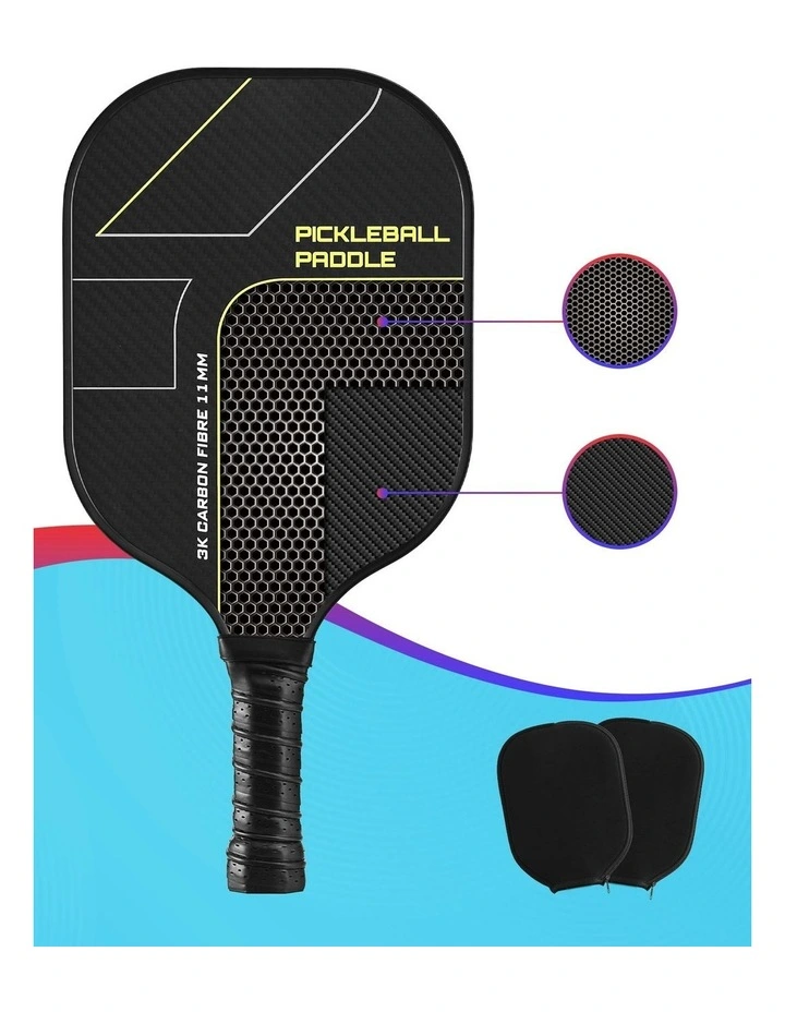 Pickleball Paddles Set Pickle Balls Rackets with Cover Bag Training 2 Pieces in Black image 6