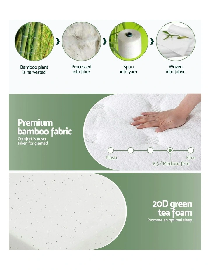 Double Mattresses 20cm in Green Tea/White image 6
