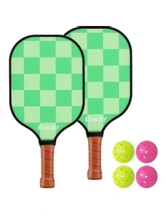 Pickleball Paddle Set Fiberglass with Balls Bag Tournament Kit 2 Pack in Green