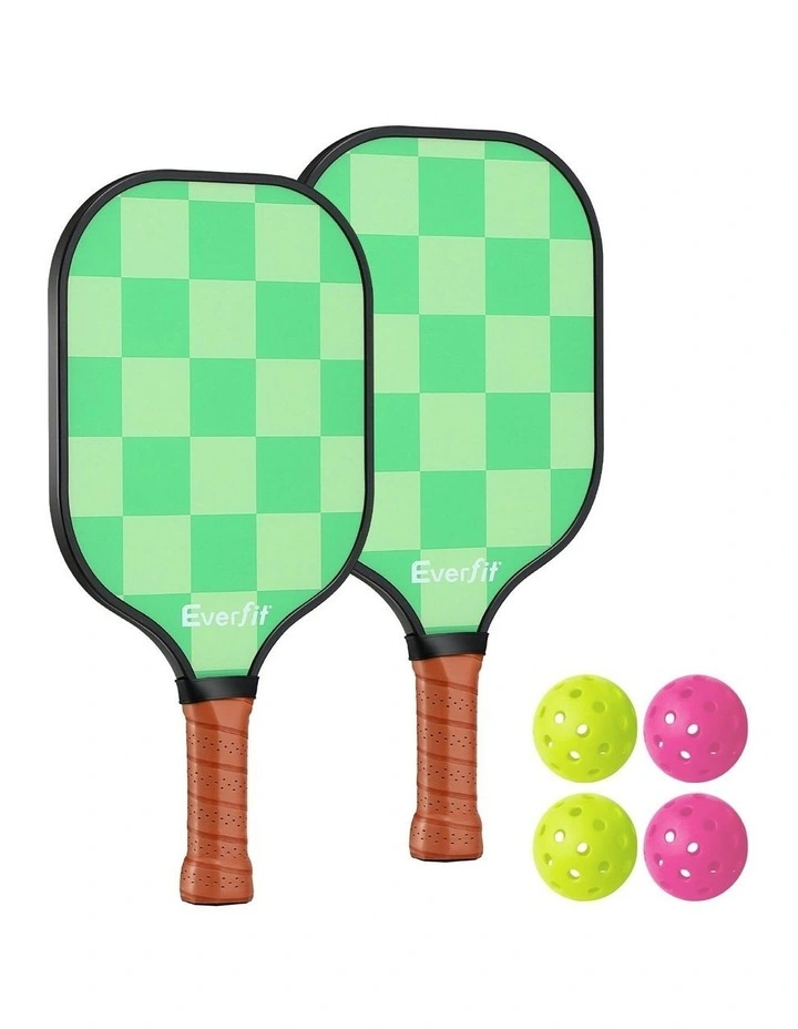 Pickleball Paddle Set Fiberglass with Balls Bag Tournament Kit 2 Pack in Green image 2