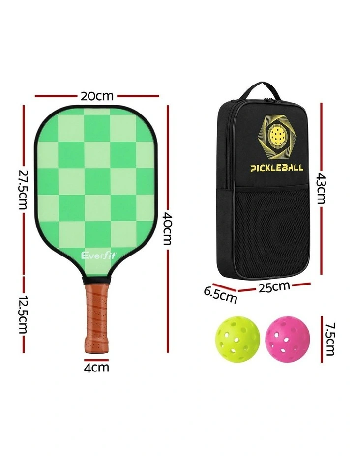Pickleball Paddle Set Fiberglass with Balls Bag Tournament Kit 2 Pack in Green image 4