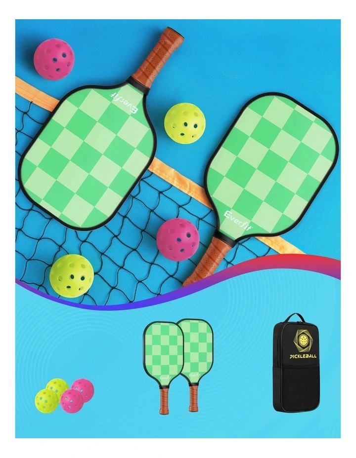 Pickleball Paddle Set Fiberglass with Balls Bag Tournament Kit 2 Pack in Green image 5