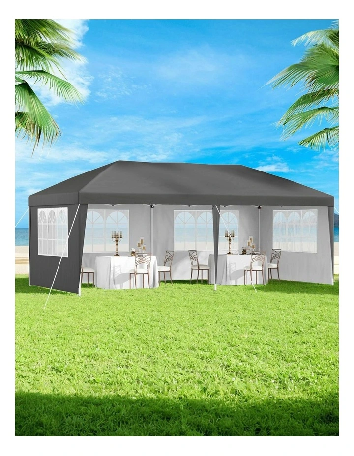 Gazebo 3x6m Pop Up Marquee Camping in Canopy Grey image 3