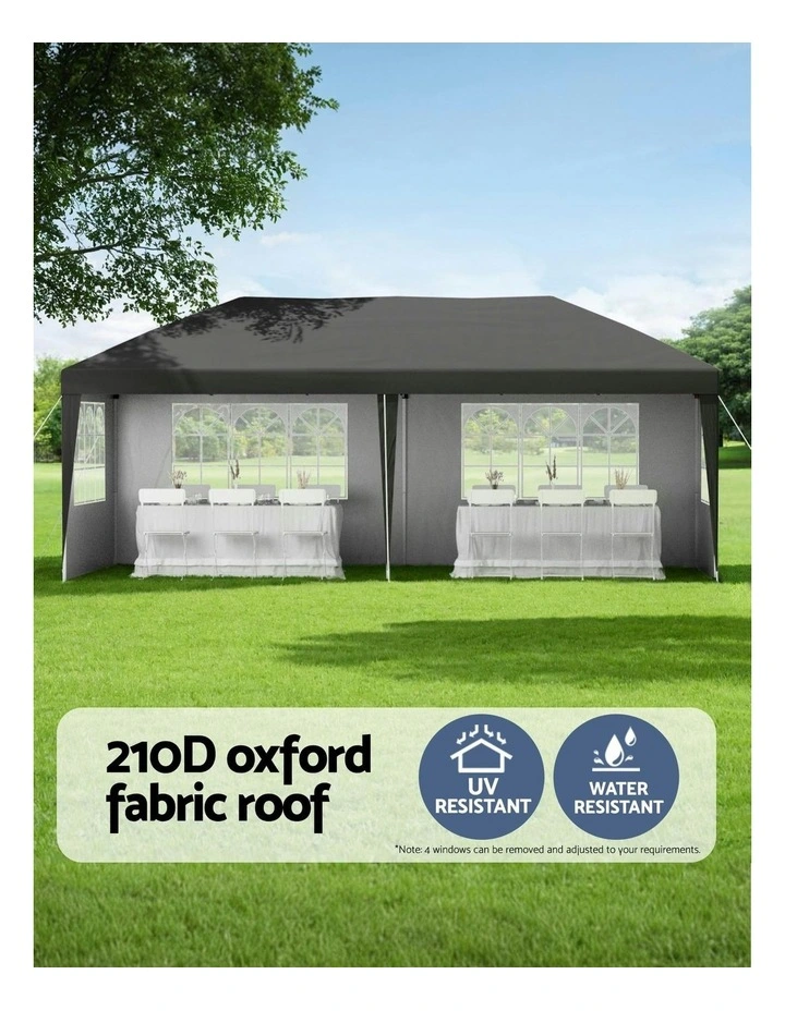 Gazebo 3x6m Pop Up Marquee Camping in Canopy Grey image 5