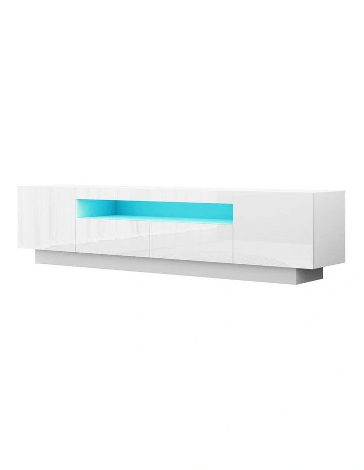 TV Unit Entertainment Unit Storage Drawer RGB LED 180cm in White image 1
