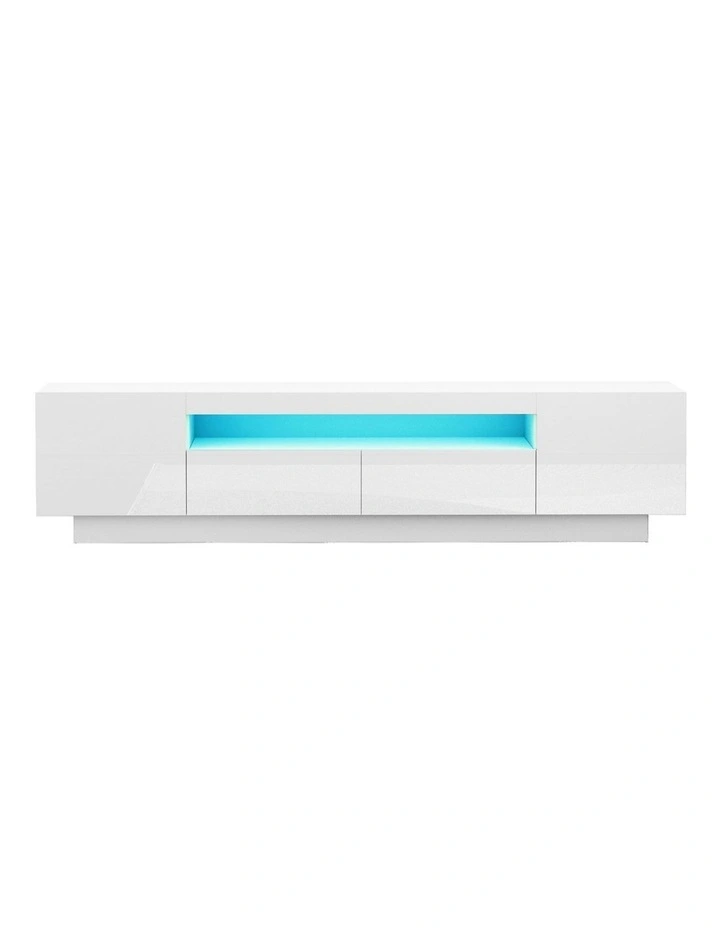 TV Unit Entertainment Unit Storage Drawer RGB LED 180cm in White image 2