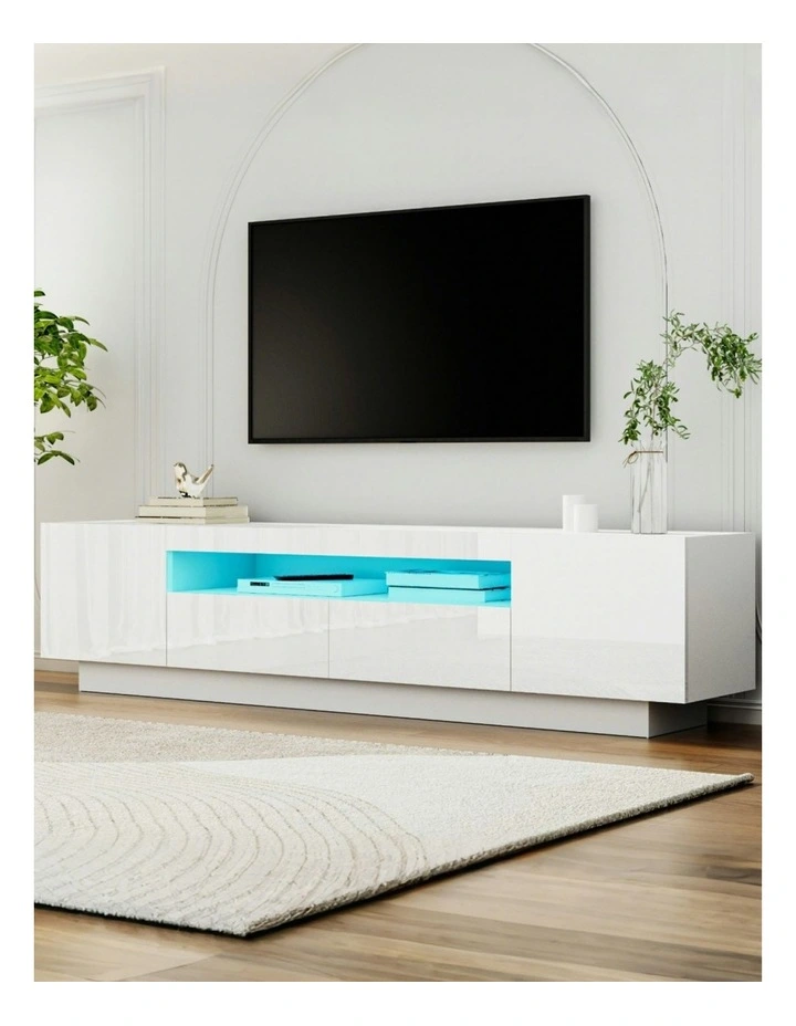 TV Unit Entertainment Unit Storage Drawer RGB LED 180cm in White image 3