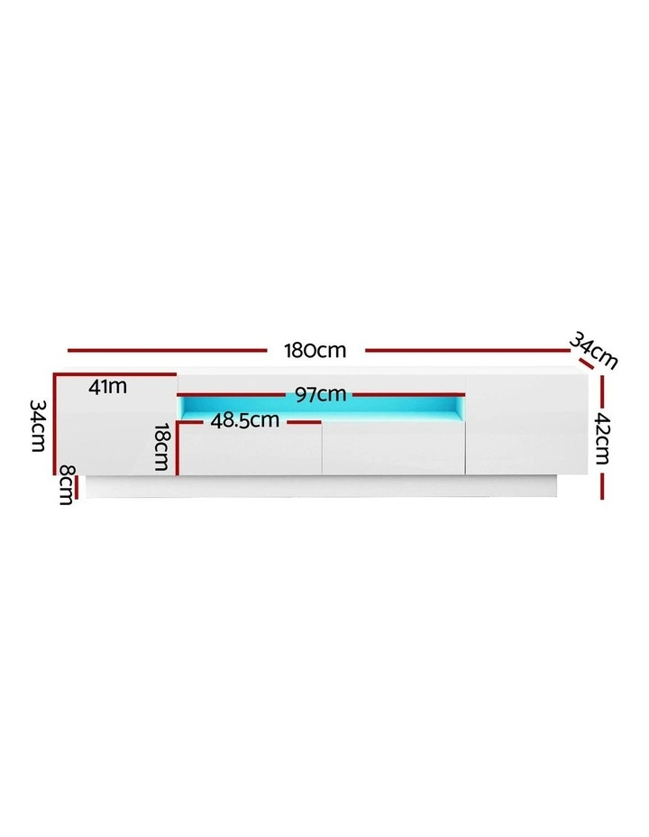 TV Unit Entertainment Unit Storage Drawer RGB LED 180cm in White image 4