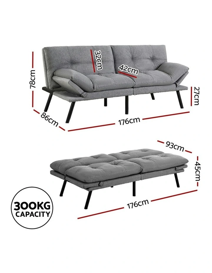 Convertible 3 Seater Sofa Bed in Grey image 4