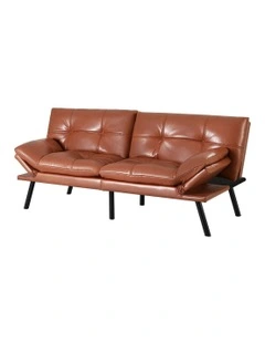 Convertible 3 Seater Leather Sofa Bed in Brown