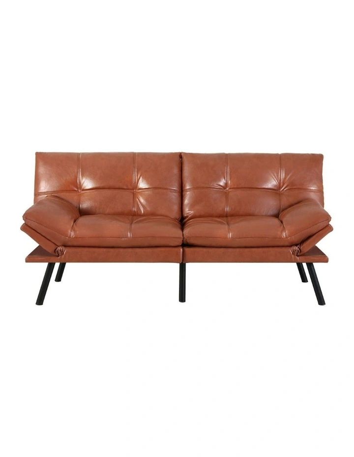 Convertible 3 Seater Leather Sofa Bed in Brown image 2