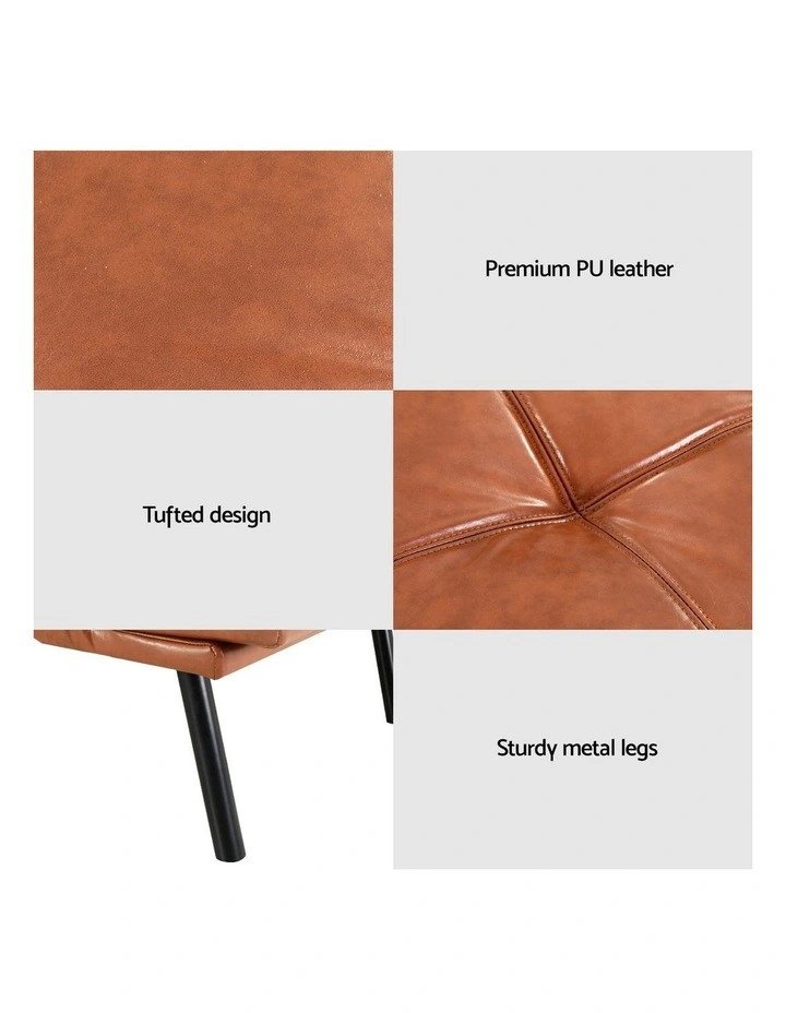 Convertible 3 Seater Leather Sofa Bed in Brown image 7