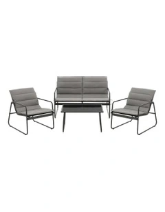 Outdoor Sofa Set 4 Pieces in Black