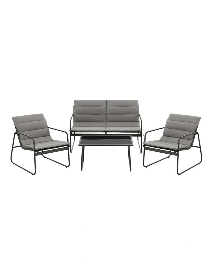 Outdoor Sofa Set 4 Pieces in Black image 1