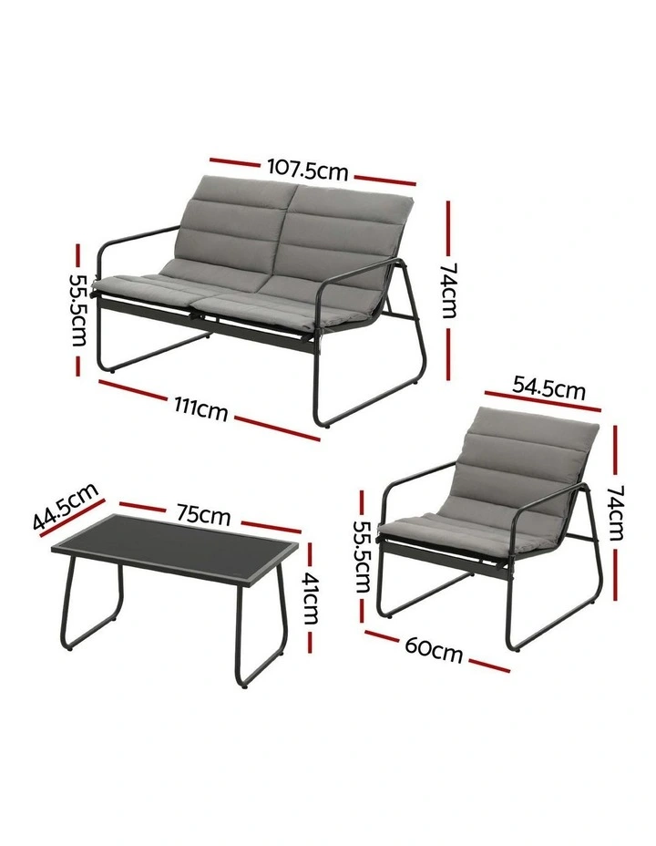 Outdoor Sofa Set 4 Pieces in Black image 3