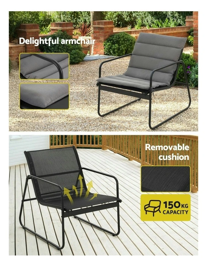 Outdoor Sofa Set 4 Pieces in Black image 4