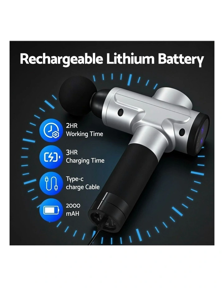 30 Speed 6 Heads Vibration Muscle Chargeable Gun Massager image 5