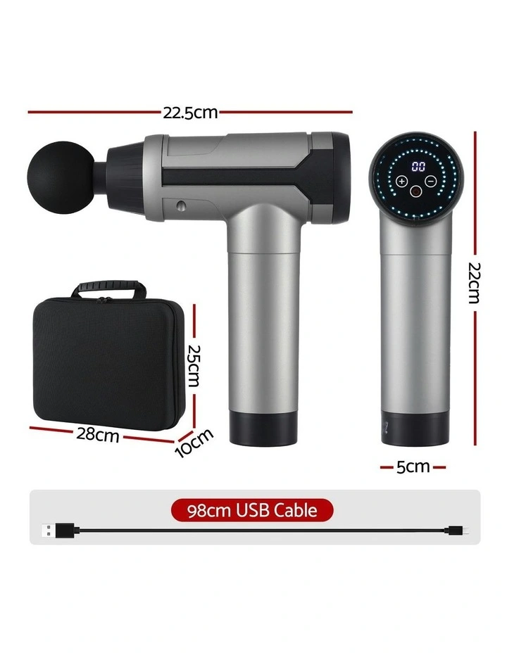 30 Speed 6 Heads Vibration Muscle Chargeable Gun Massager image 4
