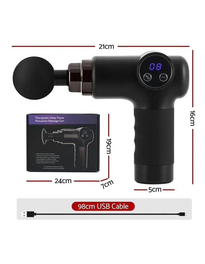 Gun 8 Speed 4 Heads Vibration Muscle Chargeable Massager image 4