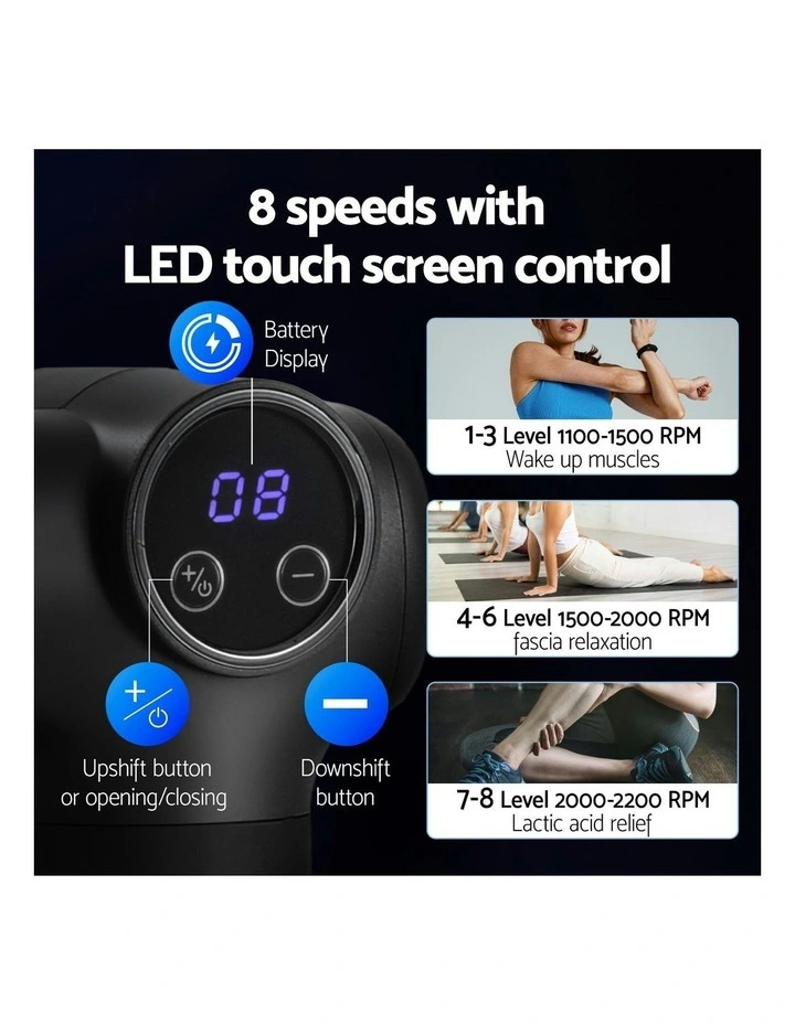 Gun 8 Speed 4 Heads Vibration Muscle Chargeable Massager image 7
