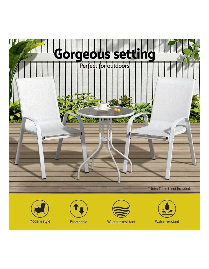Outdoor Dining Chairs 2 Piece in White image 5