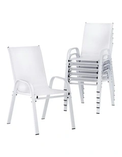 Outdoor Dining Chairs 6 Piece in Whtie