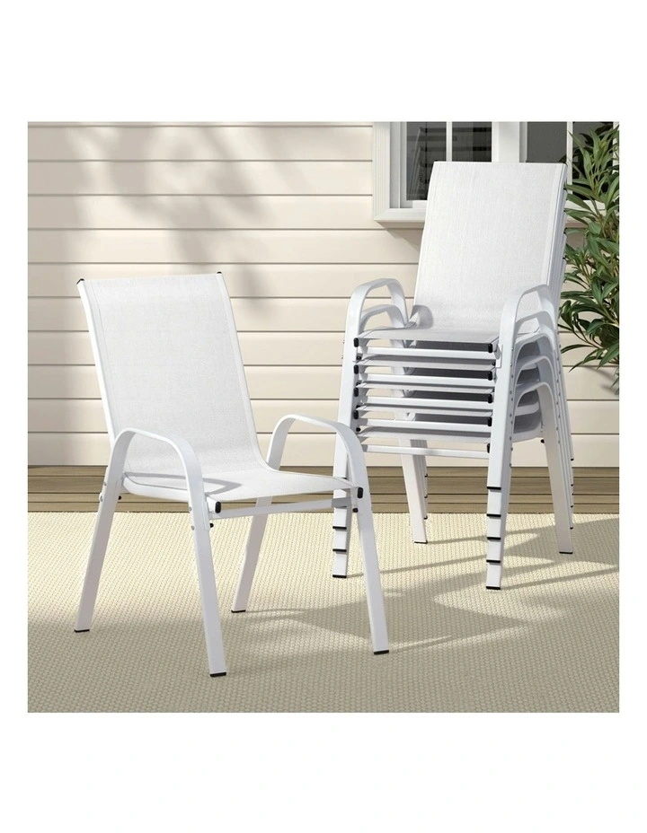 Outdoor Dining Chairs 6 Piece in Whtie image 3