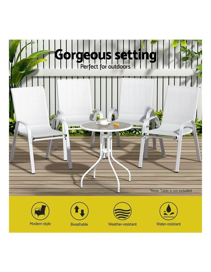 Outdoor Dining Chairs 6 Piece in Whtie image 5