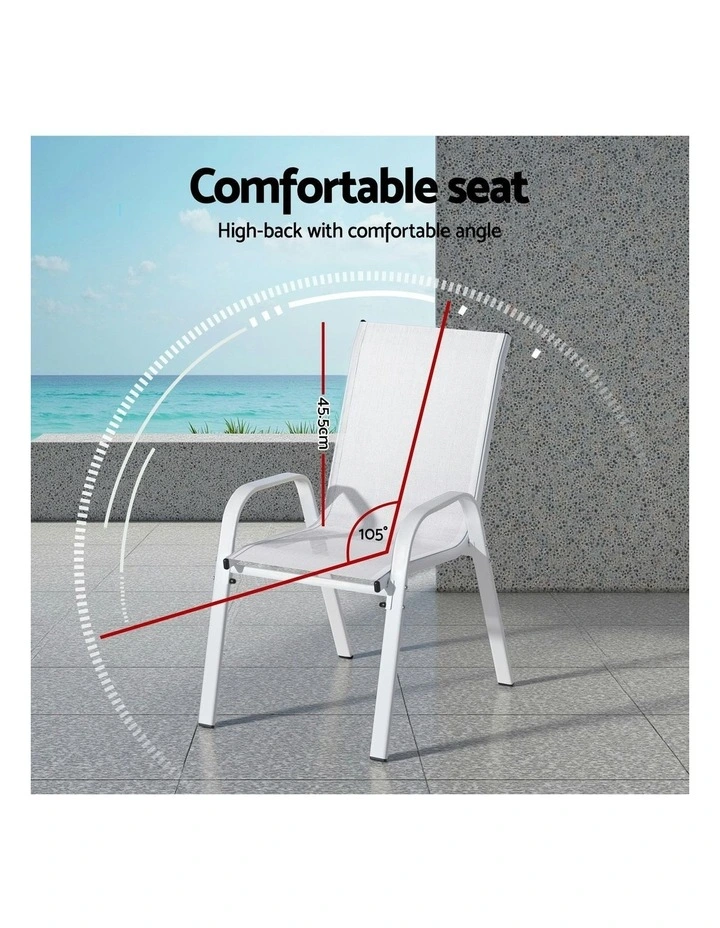 Outdoor Dining Chairs 6 Piece in Whtie image 6