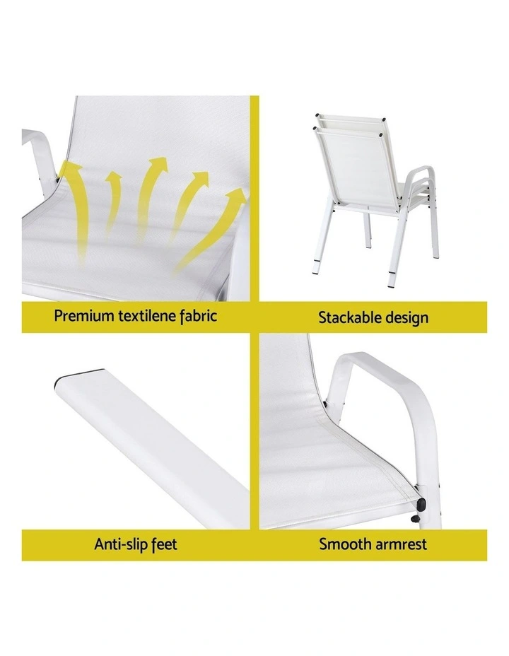 Outdoor Dining Chairs 6 Piece in Whtie image 7