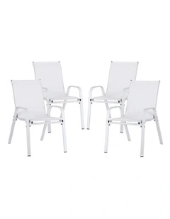 Outdoor Stackable Chair Set 4 Piece in White