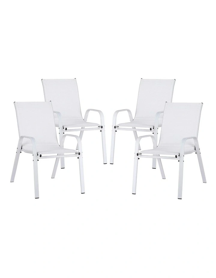 Outdoor Stackable Chair Set 4 Piece in White image 1