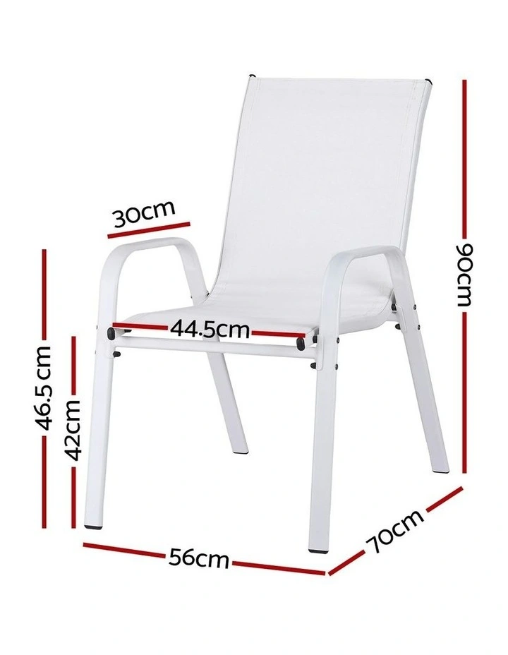 Outdoor Stackable Chair Set 4 Piece in White image 4
