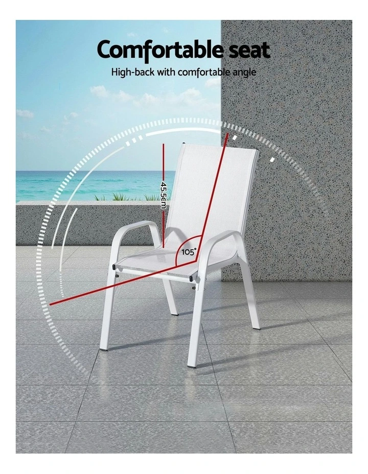 Outdoor Stackable Chair Set 4 Piece in White image 6