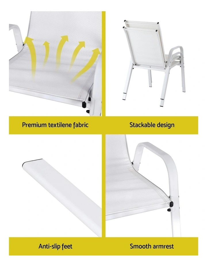 Outdoor Stackable Chair Set 4 Piece in White image 7