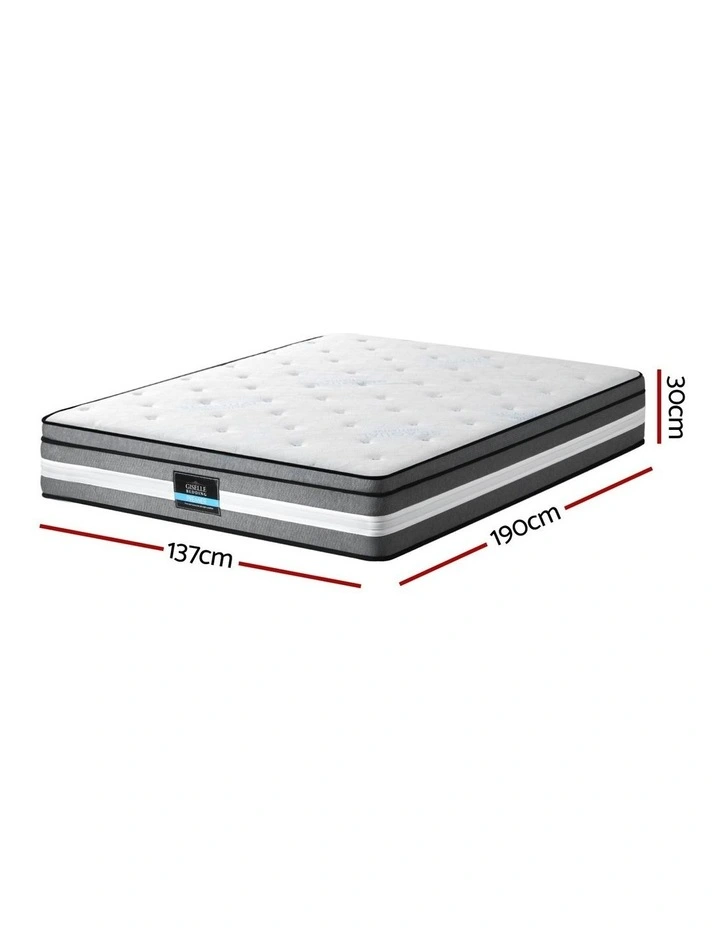 Mattress Gel Foam Pocket Spring Double 30cm in White/Grey image 4