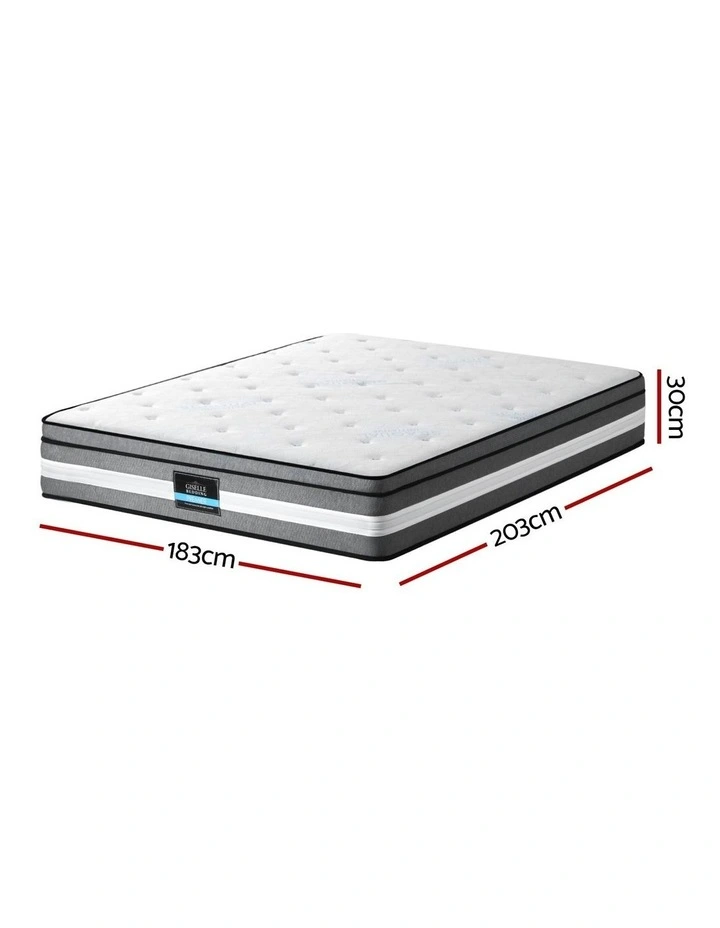 Mattress Gel Foam Pocket Spring King 30cm in White/Grey image 4