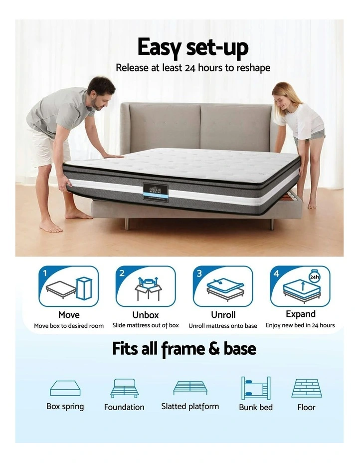 Mattress Gel Foam Pocket Spring King 30cm in White/Grey image 7