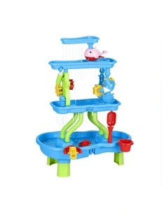 Keezi Kids Sand and Water Table 4-Tier Waterfall Sandpit Toys Beach Shovel