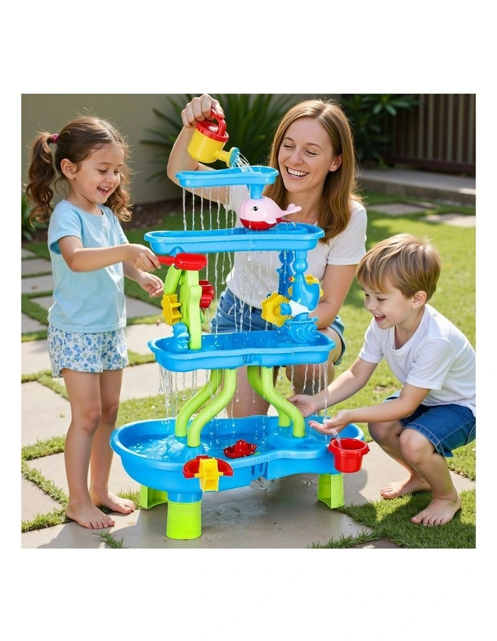 Keezi Kids Sand and Water Table 4-Tier Waterfall Sandpit Toys Beach Shovel image 3