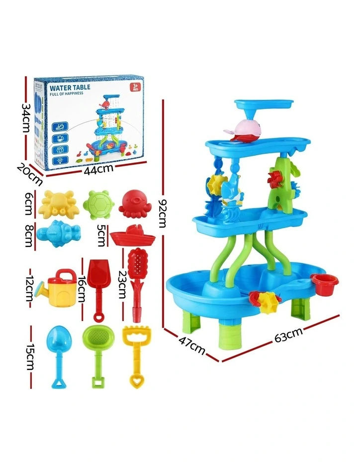 Keezi Kids Sand and Water Table 4-Tier Waterfall Sandpit Toys Beach Shovel image 4