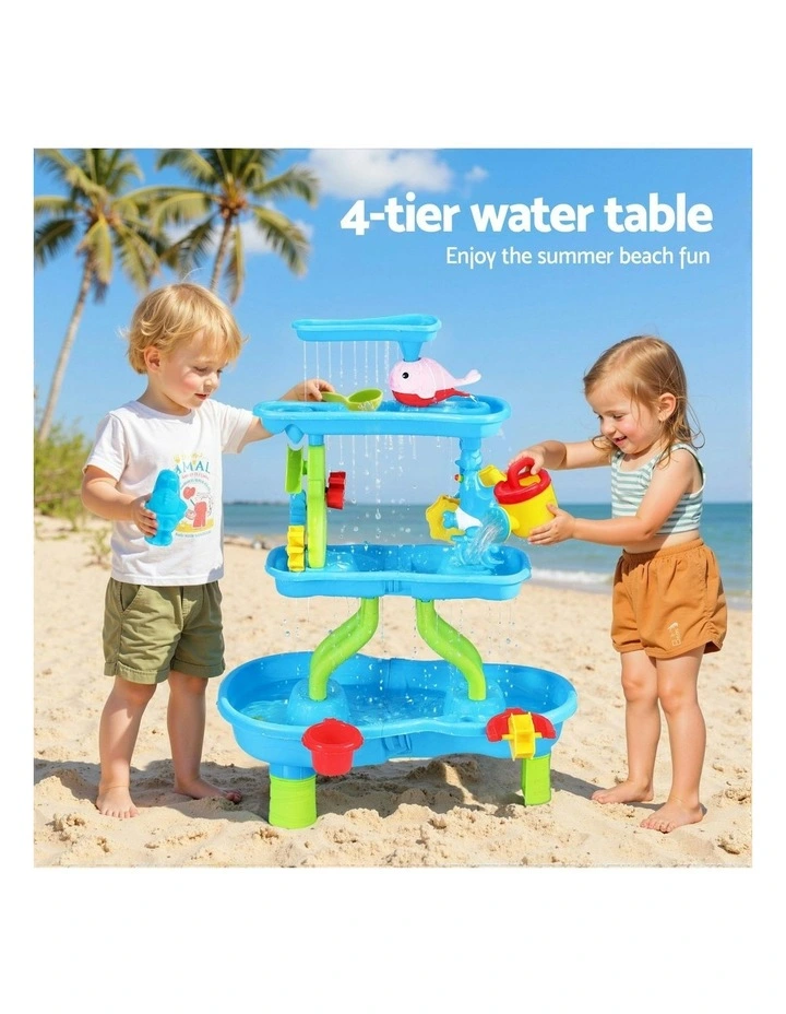 Keezi Kids Sand and Water Table 4-Tier Waterfall Sandpit Toys Beach Shovel image 5