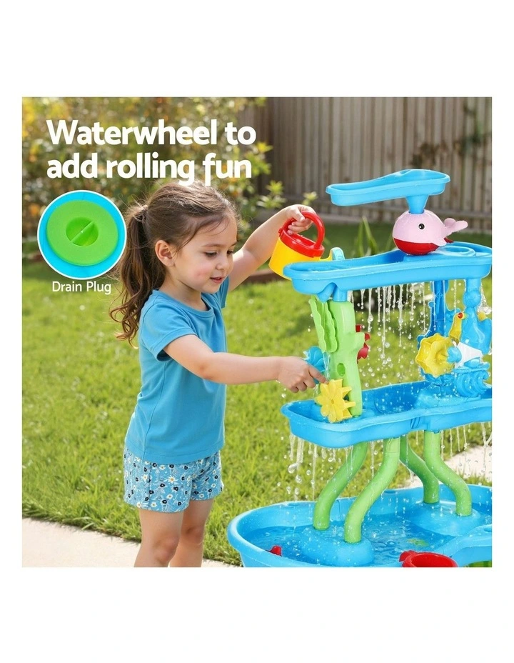 Keezi Kids Sand and Water Table 4-Tier Waterfall Sandpit Toys Beach Shovel image 6