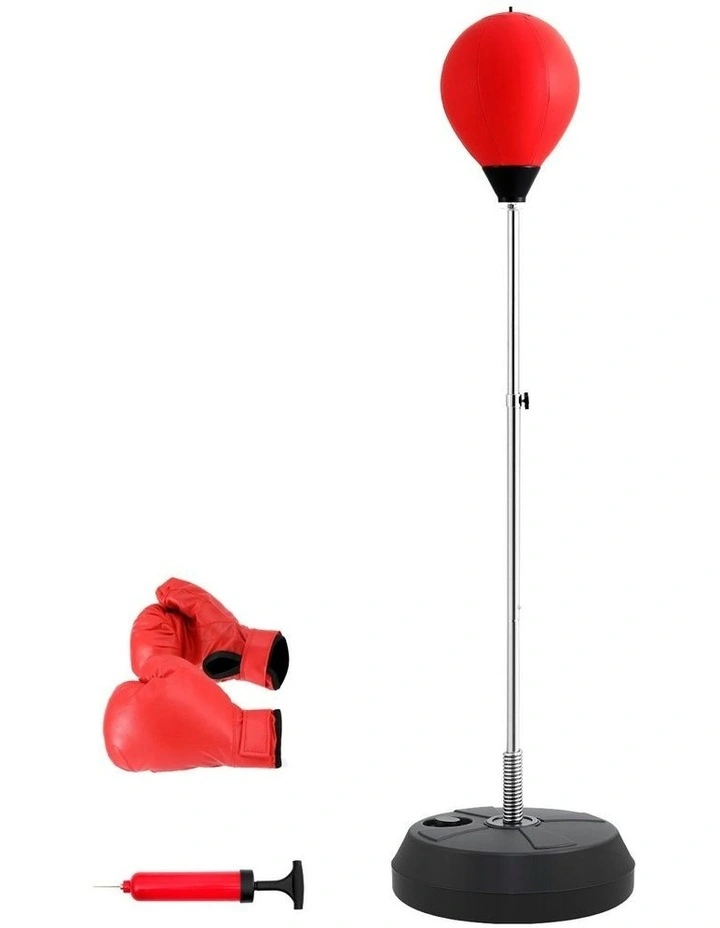 Punching Bag Stand With Gloves And Pump 150cm in Red image 1