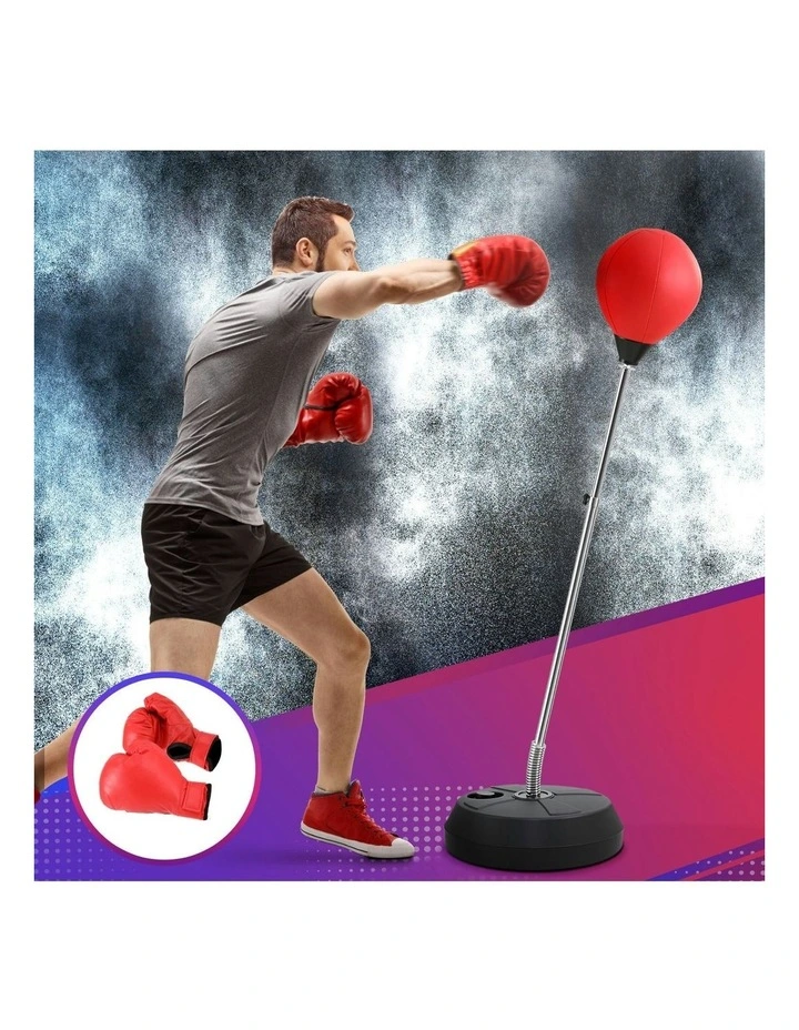 Punching Bag Stand With Gloves And Pump 150cm in Red image 3
