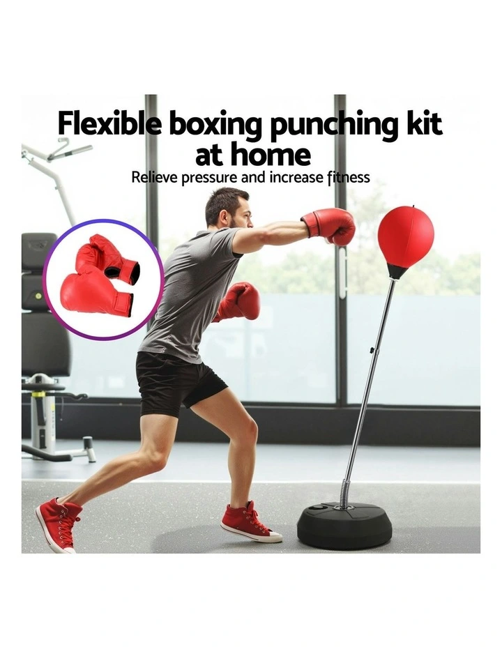 Punching Bag Stand With Gloves And Pump 150cm in Red image 5