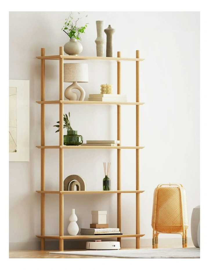 Wooden Storage Bookshelf 5 Tiers Bookcase Display Shelves Stand Rack in Pine image 3