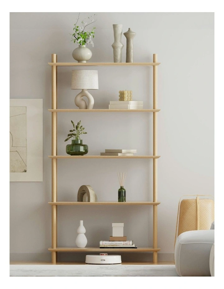 Wooden Storage Bookshelf 5 Tiers Bookcase Display Shelves Stand Rack in Pine image 5