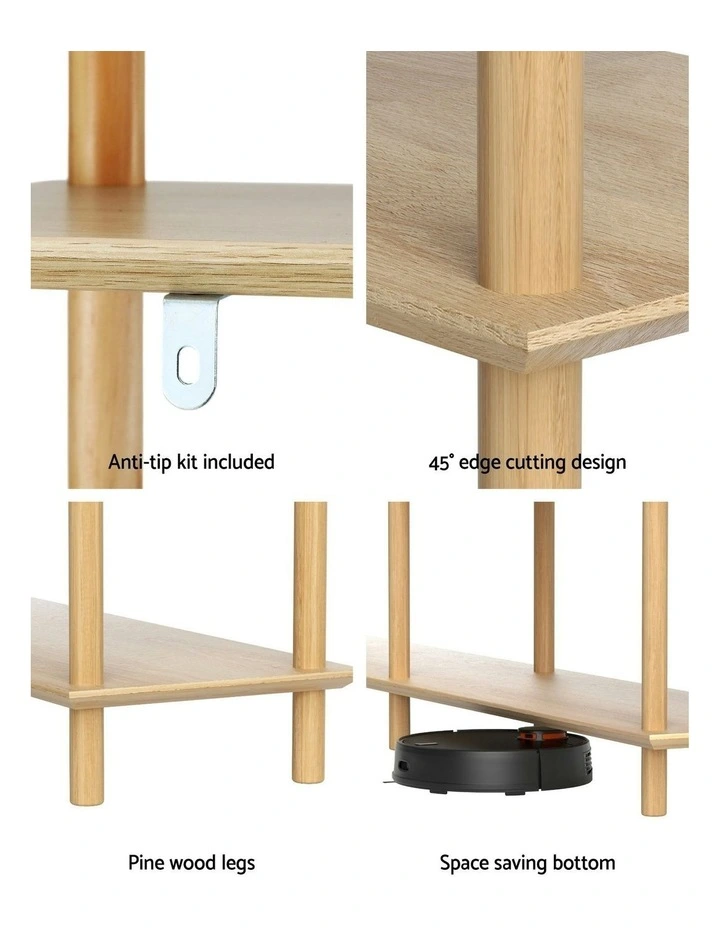 Wooden Storage Bookshelf 5 Tiers Bookcase Display Shelves Stand Rack in Pine image 6